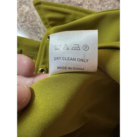 Miss Circle Women’s M Long Sleeve Open Crop Top Tie Front, Pockets, Lime Green - Picture 8 of 11